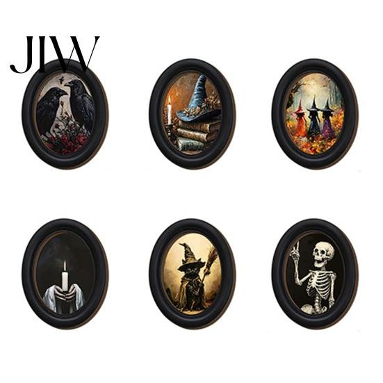 Minimalist Halloween Art Wall Art, Retro Oval Hanging Decoration, Table Dark Aesthetic Sign, Decorative for Living Room Holiday Decor Small