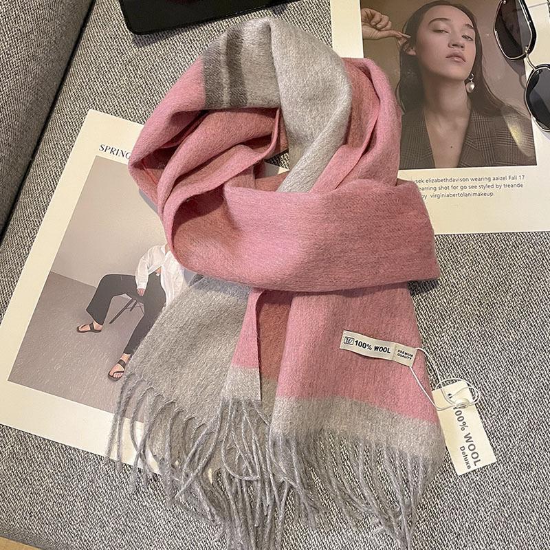 Luxury Winter 100% Wool Scarf Women 2 Colours Cashmere Handkerchief Warm Pashmina Female Shawl Pareo Soft Bufanda Scarves Stole
