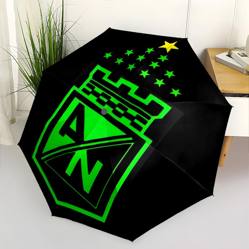 Atletico Nacional Fashionable Automatic Opening/Closing Folding Umbrella. Portable and Foldable, Ideal for Gift, Travel, and Daily Use.
