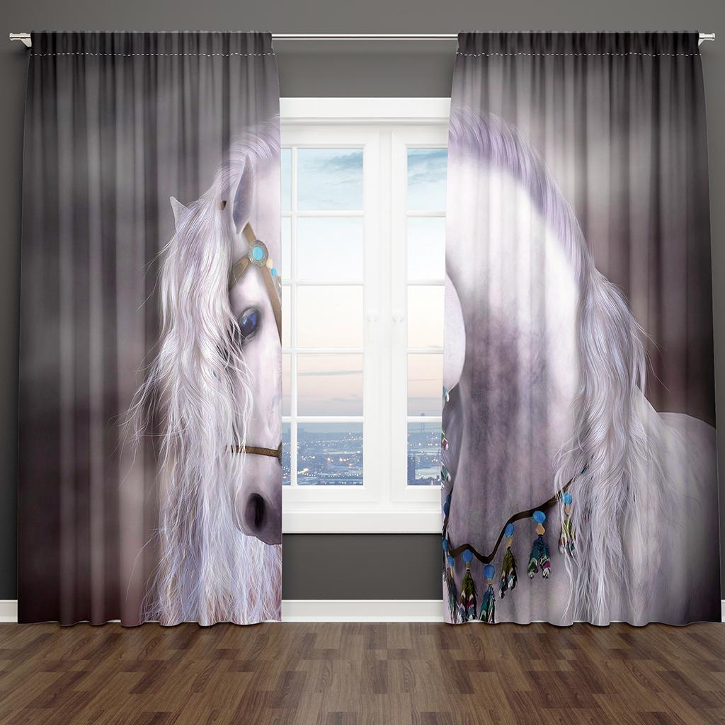 Классические серые, черные и белые шторы на окна с изображением дикого животного Яка, 2 шт., для гостиной, спальни, домашнего декора, крючки