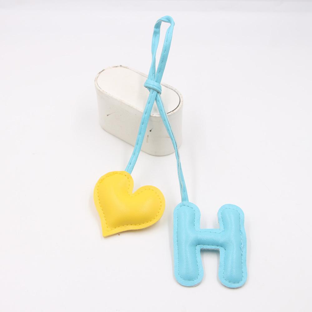 Color Blocking Letters Heart-shaped Leather Bags DIY Knotted Hanging Ropes Hanging Accessories Clothing Accessories Matching Hanging Ornaments