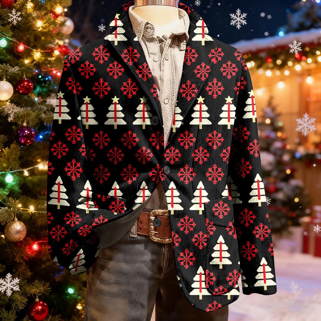 Мужской уродливый рождественский вельветовый теплый карманный пиджак-кардиган, мужской повседневный костюм