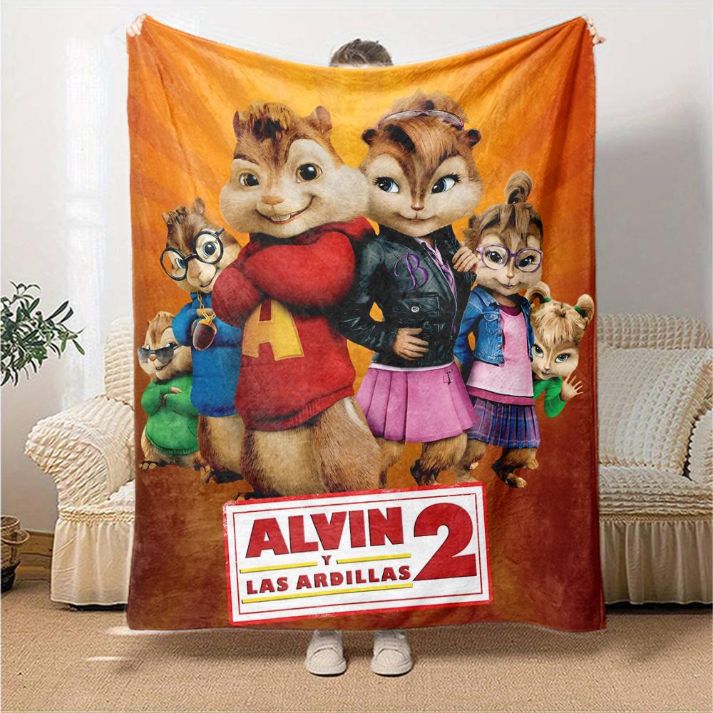 Alvin and the Chipmunks Theme Printed Blanket - Perfect for Couch, Bed, Travel & Outdoor Use | Machine Washable, Cozy & Durable.