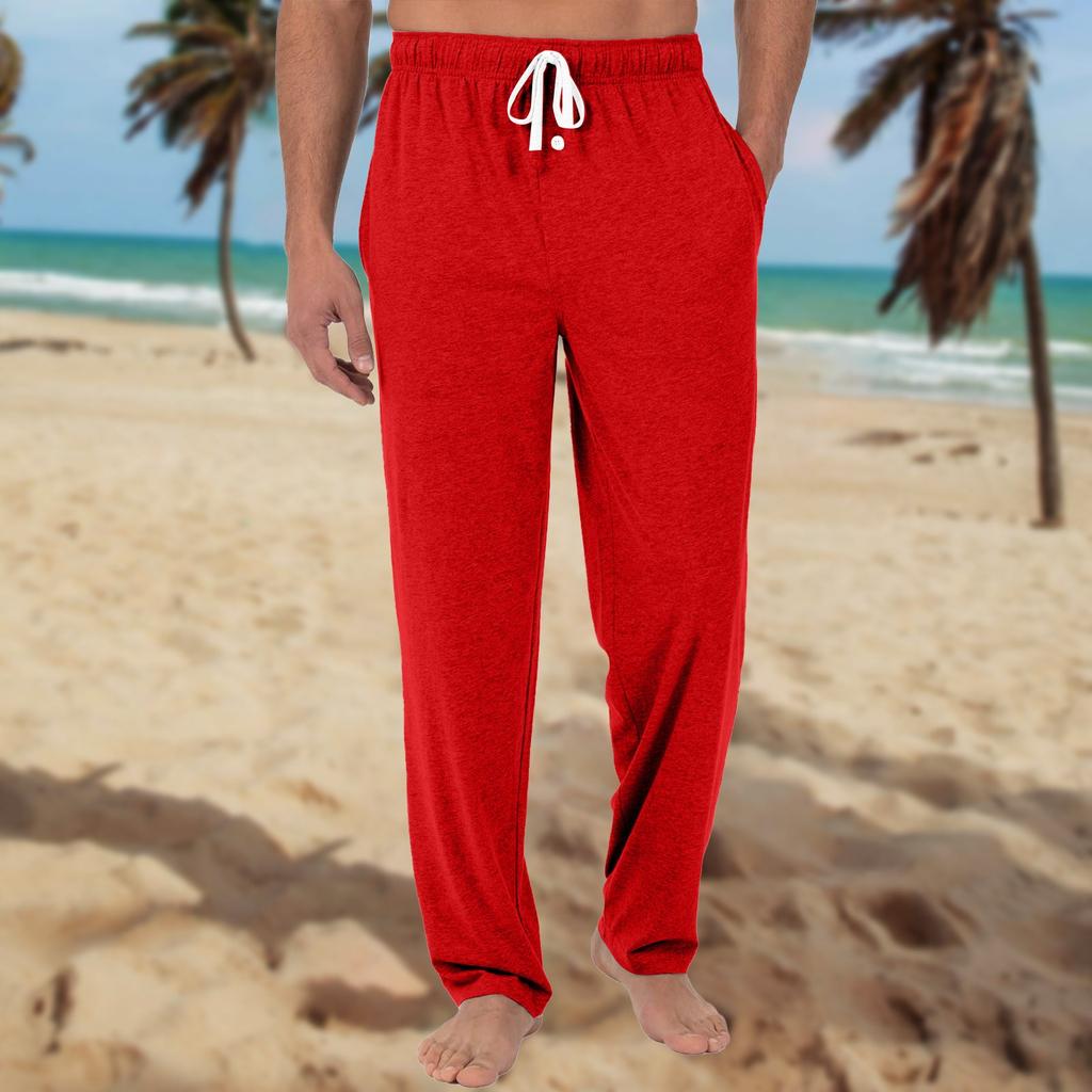 Men's Knitted Fashionable Printed Pocket Casual Pants Pajama Pants