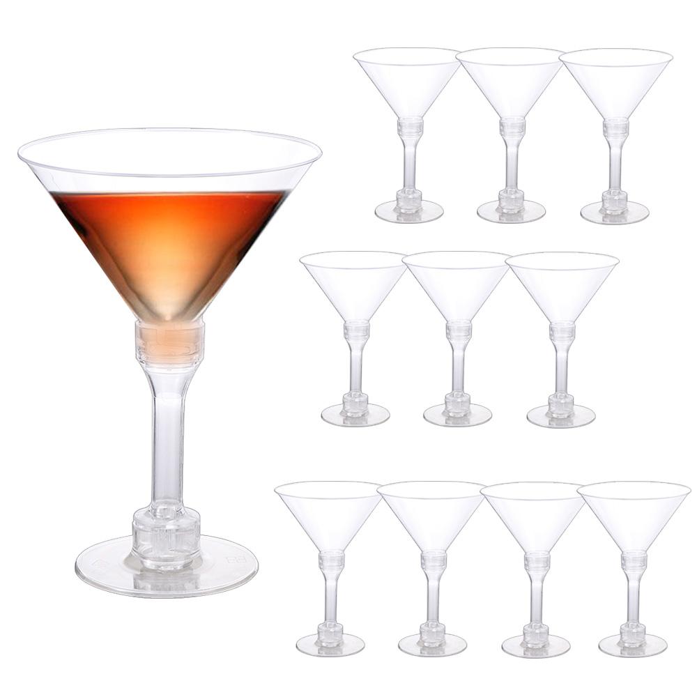 20 Pcs Unbreakable Disposable Wine Glass Clear Goblet Plastic Margarita Glasses  Champagne