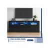 Meuble TV - MUVOE - 160x35x60cm - Brillant - Éclairage LED - 3 Compartiments ouverts