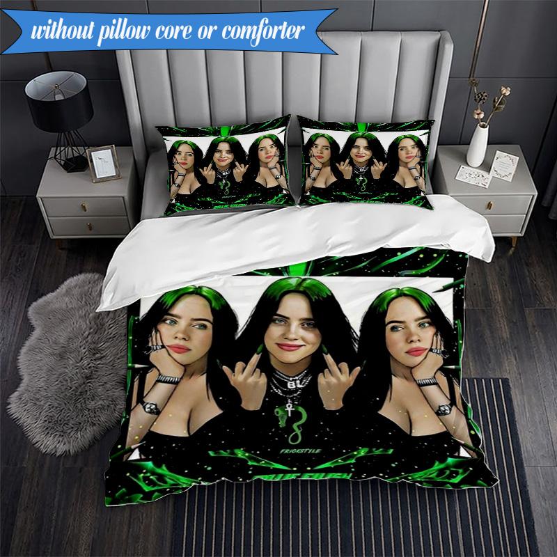 Bi-llie music Artwork 3pcs K-pop music group Bedding set,Ideal for Bedroom, Dormitory,Including Duvet Cover And 2pcs Pillowcases,Fan gifts