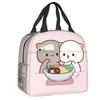 Mochi Cat Chef Peach Insulated Lunch Bag for Outdoor Picnic Peach And Goma Resuable Thermal Cooler Lunch Box Women Children