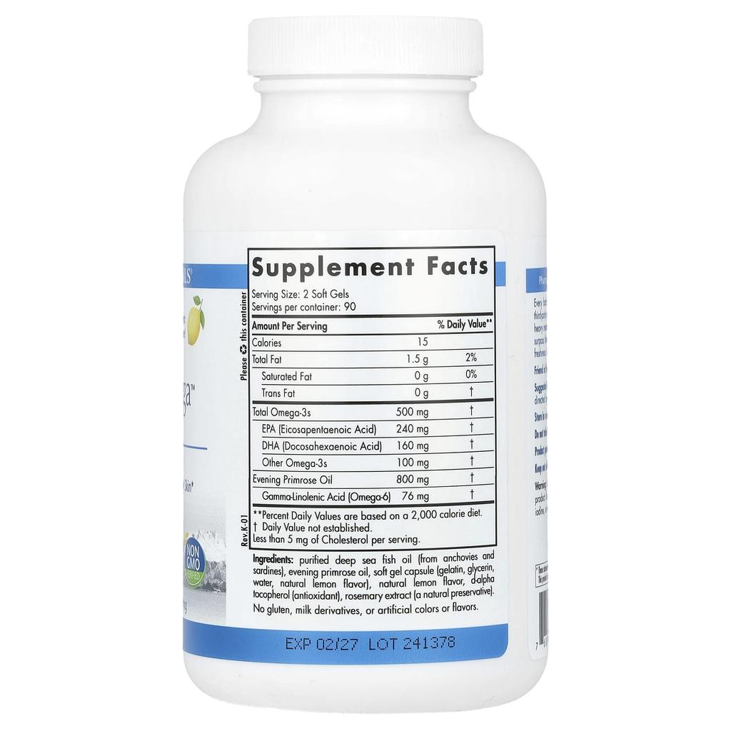 Nordic Naturals, Balanced Omega™, Lemon Flavor, 830 mg, 180 Softgels (415 mg per softgel)