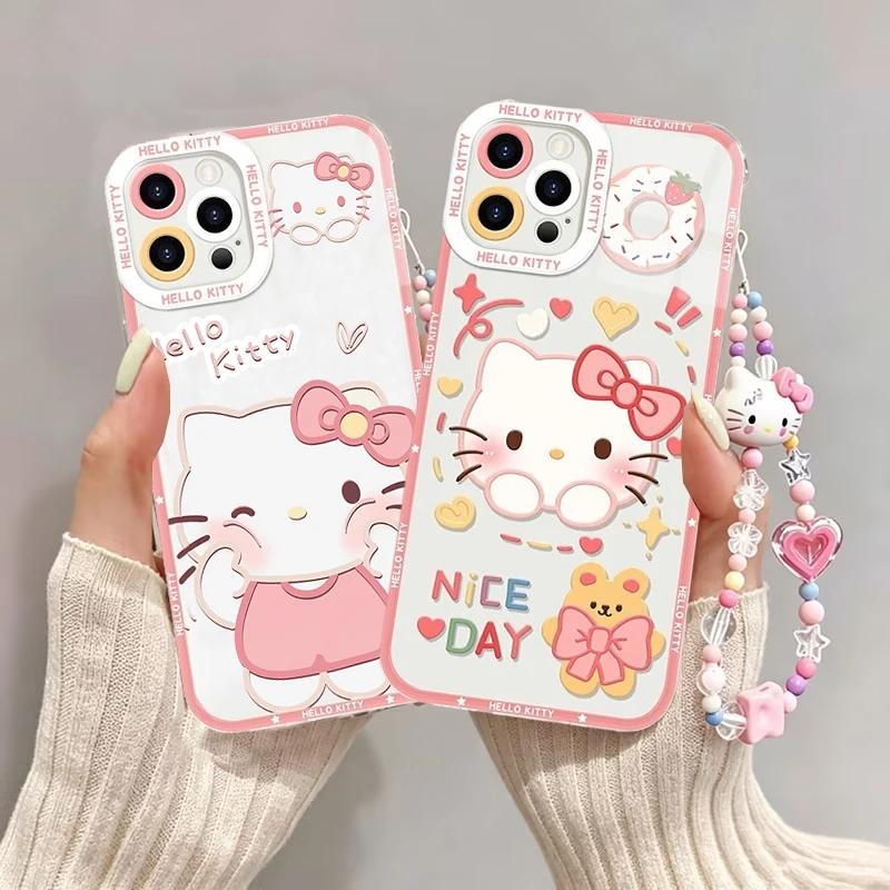 Transparent Hello Kitty Bracelet Casing For OPPO Realme C85 Pro C75 C71 C63 C61 C65 C53 C65 C67 C53 C55 C35 5G INS Phone Case