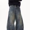 Джинсы JYL мужские широкие американские деконструированные стираные bootcut свободные прямые джинсовые