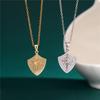 High Grade Shield Zircon Pendant Necklace Stainless Steel Chain Fashion Geometric Choker Jewelry Party Gifts For Women Girls