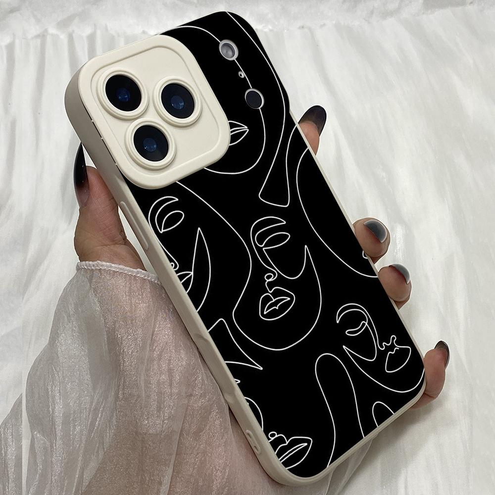 M541 Abstract Line Face art Angel Eyes Soft Phone Case for iPhone Samsung Galaxy Xiaomi Rdemi Huawei Honor Infinix Realme OPPO vivo All Model TPU Case