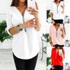 Women Casual Tops T-Shirt Loose Fashion V Neck Zipper Blouse