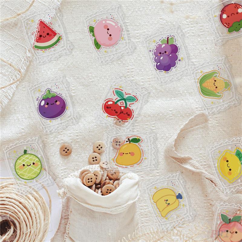 50Pcs/Set Wrapped Candy. Fruit Emoji PET Stickers Waterproof DIY Fashion Doodle Decals Stickers