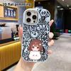 Чехол для телефона: 2D плоский дизайн, подходящий для защитного чехла iPhone 18 17 16 15 14 13 Pro, стиль для пары, девочка с короткими волосами, Рождество и Хэллоуин