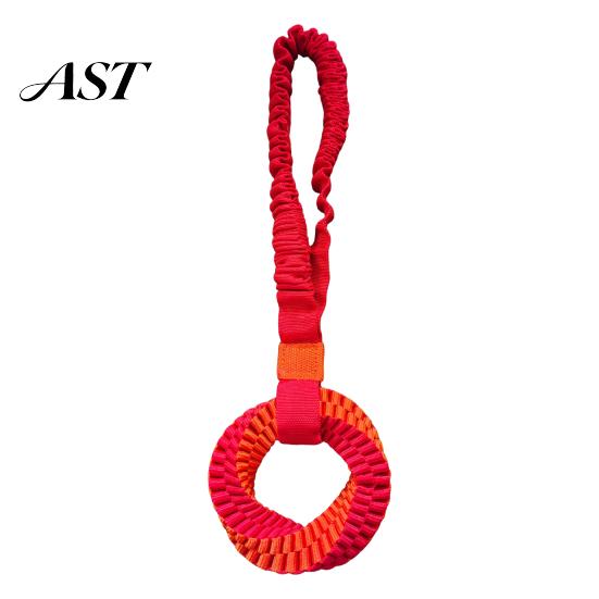 Pet Tug of War Training Tool Bungee Dog Toy, Woven Ring with Long Handle, Interactive Chew Teeth Soft Polyester Rope Cleaning Toy for Medium