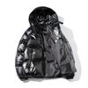 New Men Glossy Black Parkas Women Winter Jackets Thick Hooded Cotton Unisex Padded Coats Female Snow Coats Water Proof Loose Puffer