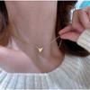 S925 Sterling Silver Gold Heart Necklace Women's Fashion Simple Glossy Heart-Shaped Light Luxury Minority Clavicle Chain
