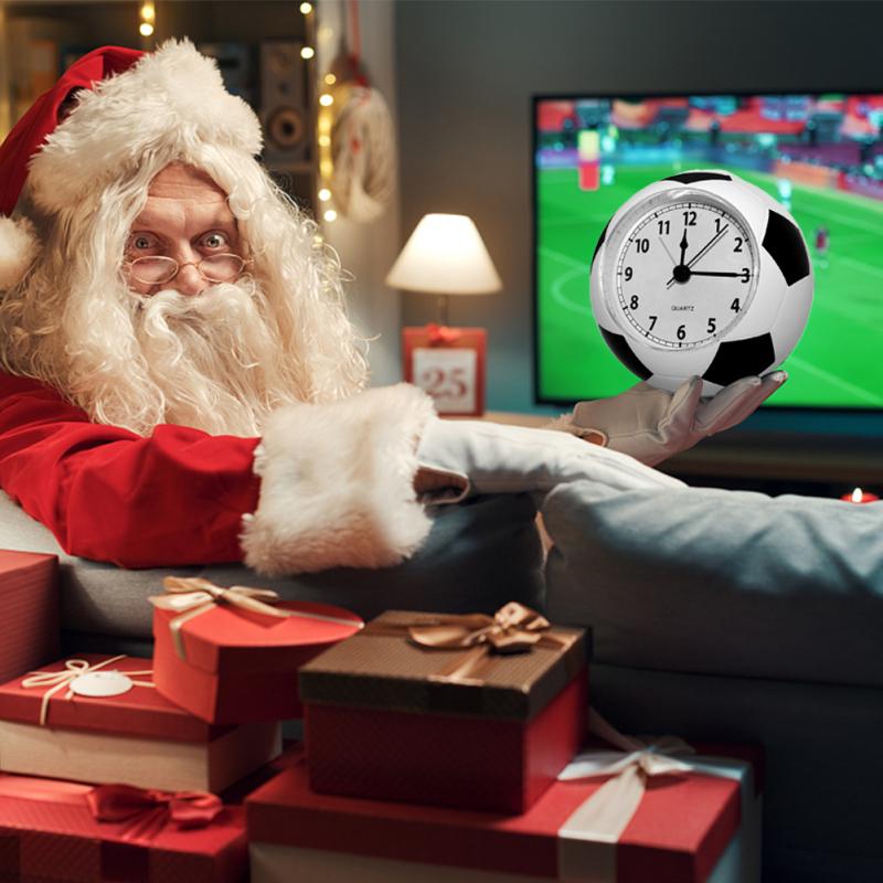 Портативный мультяшный будильник в форме футбола, дизайн, бесшумный настольный будильник для детей-студентов