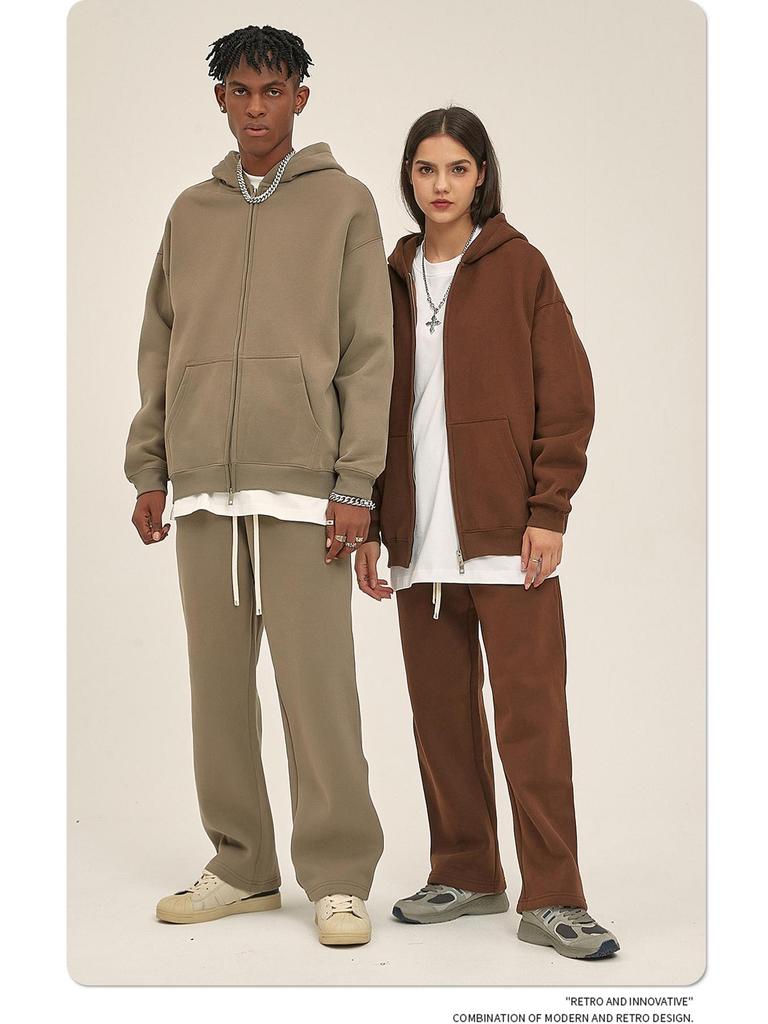 ARTIE Men's 2024 Autumn/Winter Plus Velvet Thickened 350g American Fashion Zipper Sweater & Pants Set