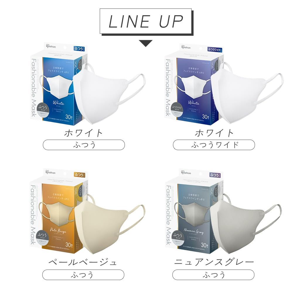 IRIS OHYAMA Модная маска нетканая обычная бледно-бежевая RN-FA30SXQ, 30 штук, ткань, размер,