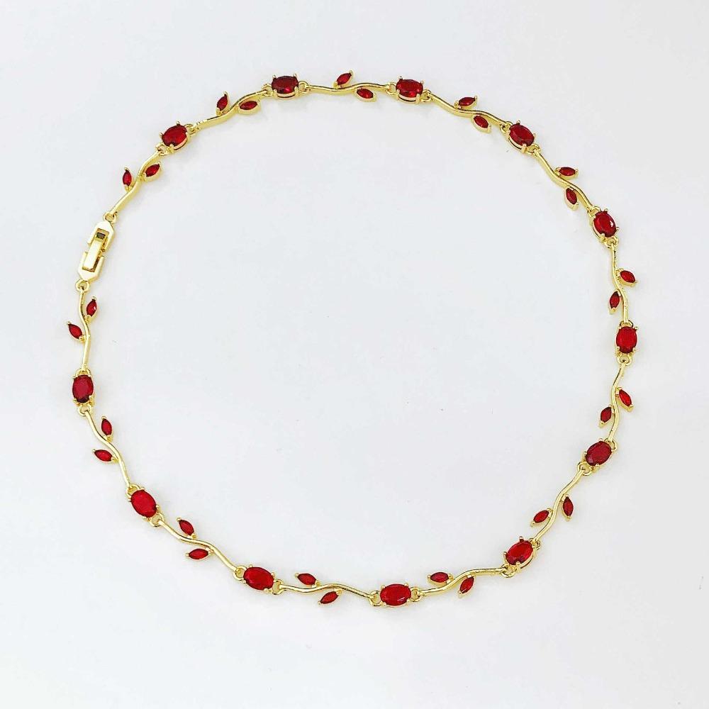 Multicolour Rose Flower Necklace Light Luxury Crystal Leaf Necklace Zircon Necklace  Women Girls