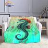 Marine Animal Sea Horse Blankets Super Soft Hippocampus Flannel Blanket Warm Lightweight Kids Bedding Sofa Chairs All Seasons