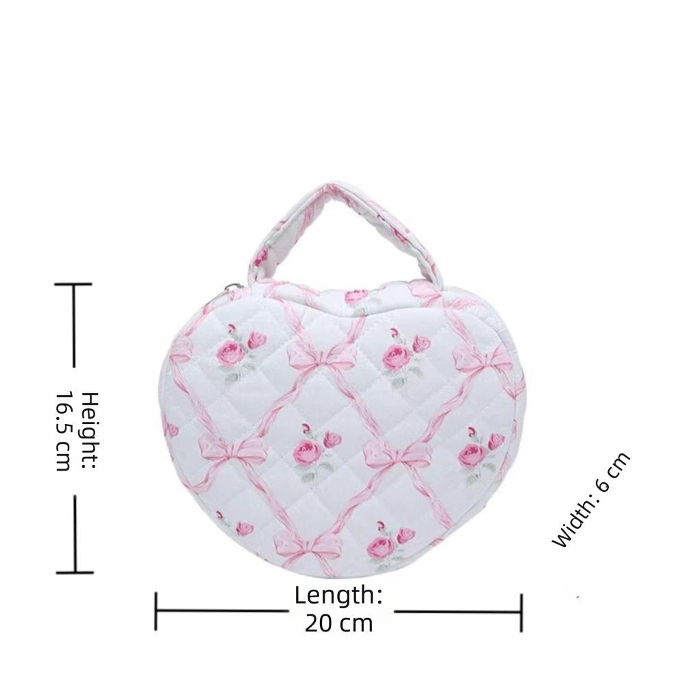 Cute Design Handheld Cosmetic Bag Quilting Cotton Floral Pattern Toiletry Bags Large Capacity Zipper Makeup Bag Handbag Storage