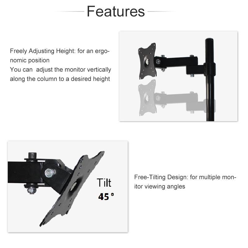 Monitor Universal Extension Arm Black White Desktop Stand Full Motion Steel Suporte Monitor Holder 14"-27" Mount Bracket