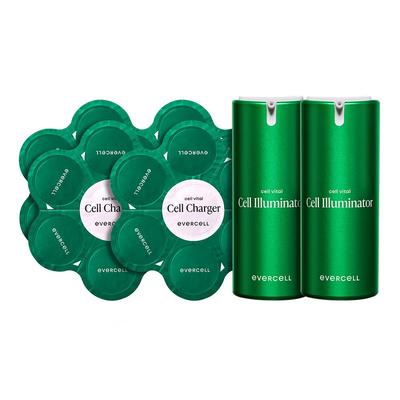 Программа по уходу за клетками Evercell Cell Vital, косметика для борьбы со старением стволовых клеток Nidogen, зарядное устройство для клеток 18 мг x 28 шариков + осветитель для клеток 15 мл x 2