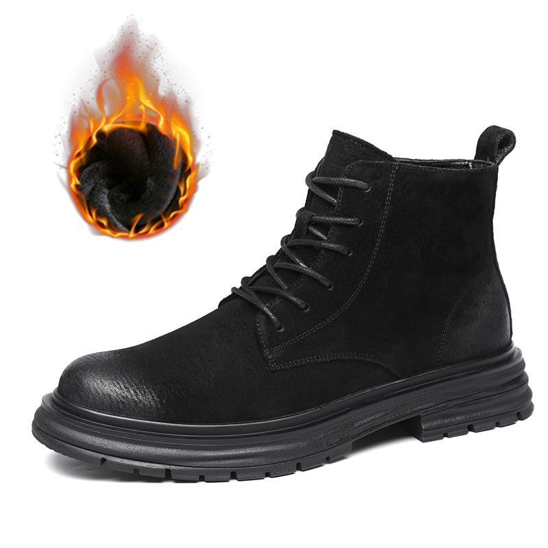 Fashion British Style Men Fashion Outdoors Desert Boots Cow Suede Leather Shoes Cowboy Autumn Winter Boot Handsome Black Ankle Botas Man