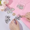 4Pcs Stainless Steel Safety Pins, with Alloy Pendants, Oval, Stainless Steel Color, 53mm