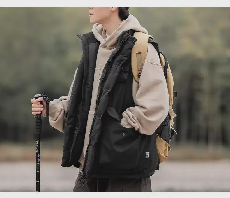 Унисекс японский ретро стеганый зимний рабочий жилет