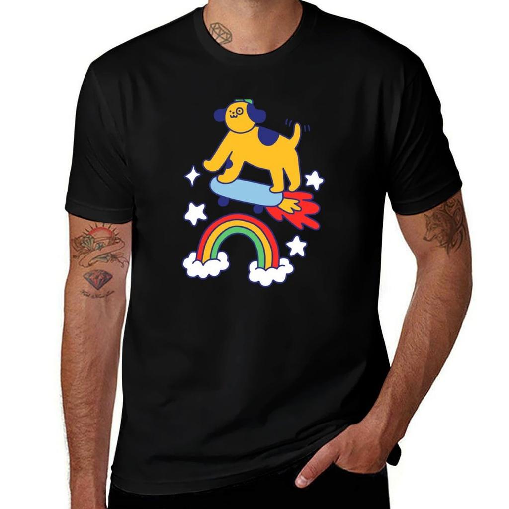 Dog Flying On A Skateboard TShirt Summer Casual Loose TShirt