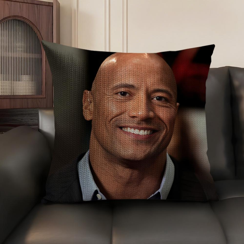 The RRock DDwayne Cushion Cover Natural Linen Organic Fabric DoubleSided Printing Sofa Home Decor Gift Pillow Case
