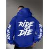 Мужской Худи Ride or Die Граффити Типографика Графический Принт на Рукаве Готический Стритвир Флисовая Толстовка Осень Зима