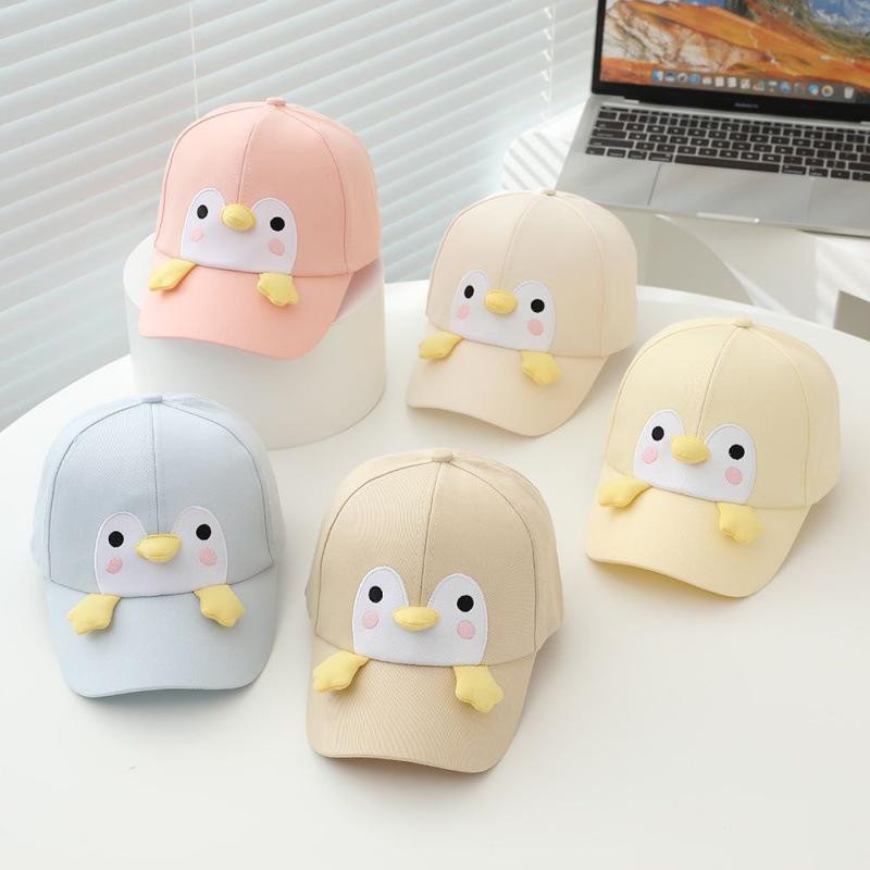 Kids' Spring Penguin Baseball Cap - Cartoon Duckbill, Wide Brim, Windproof, Sun Protection Hat for Boys and Girls