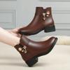 Winter New Genuine Leather Women Thick Heel Ankle Boots Female Thick Plush Warm Snow Boots Mother Waterproof Non-slip Booties