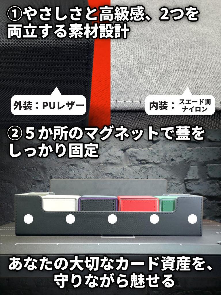 Areshika TCG Fortress Leather Deck Case with Magnetic Storage - Use the Outer Box for Storage (Black)