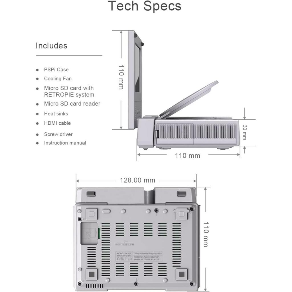 PiStation Case Pi 4 Case with Pi 4 Screen 800x480 3.4 Inch LCD Display&Stereo Speaker,Fan Heatsinks HDMI Cable Micro SD Card 32GB and SD Card Reader