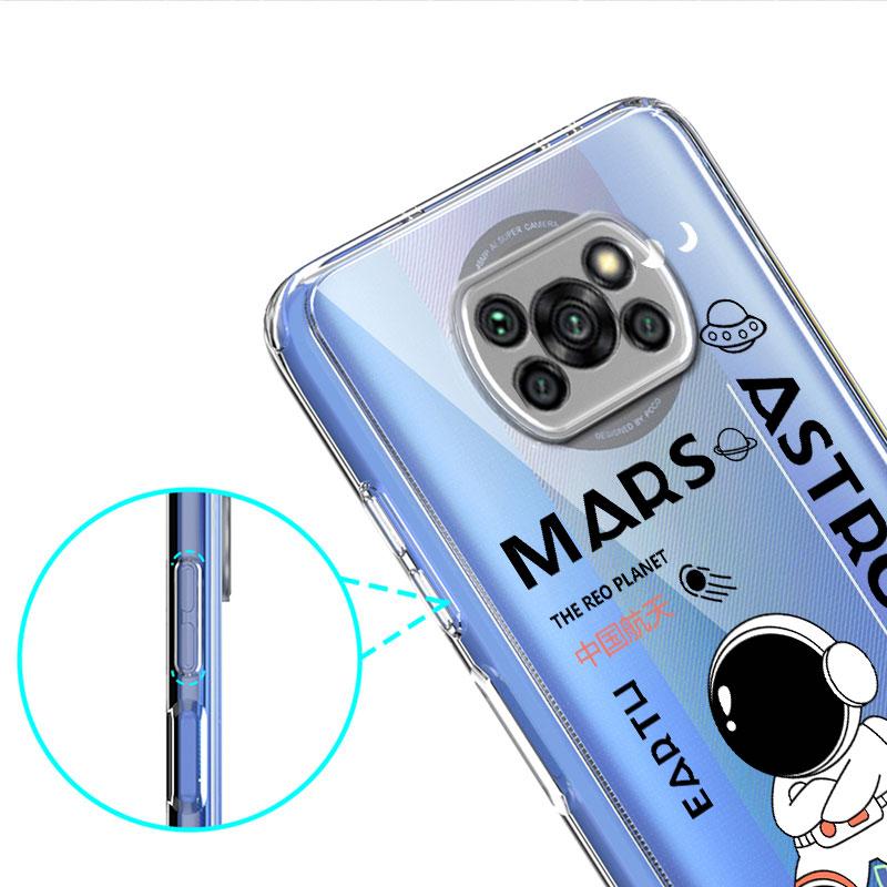 Прозрачный чехол с изображением астронавта из мультфильма для Xiaomi Mi Poco X3 NFC M3 Pro F3 F1 11 Lite 12 Redmi Note 10 9S 8 7 9, мягкий чехол для телефона