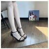 2025 Summer New One-word Open-toed Sandals Women's Thin Heel Temperament Niche Design High Heels