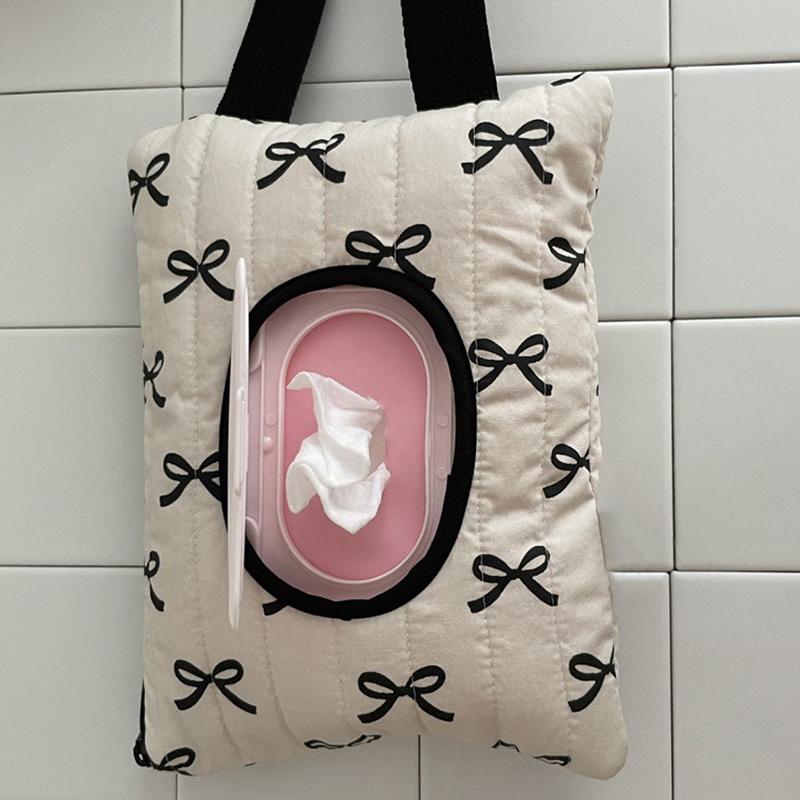 Откидная крышка с бантом для салфеток, чехол для влажных салфеток, сумка для подвешивания в машину, переносной держатель для бумаги, чехол для хранения салфеток, домашний декор