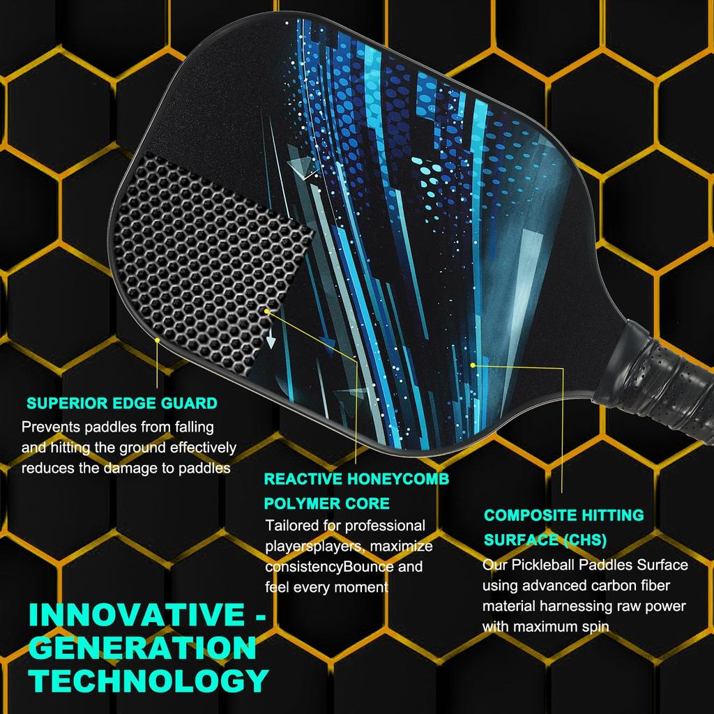 Набор ракеток для пиклбола PATIKIL, одобренная USAPA, ракетка для пиклбола с покрытием из стекловолокна и мягкой рукояткой, 2 ракетки, 4 мяча для пиклбола, 1 сумка для переноски для мужчин