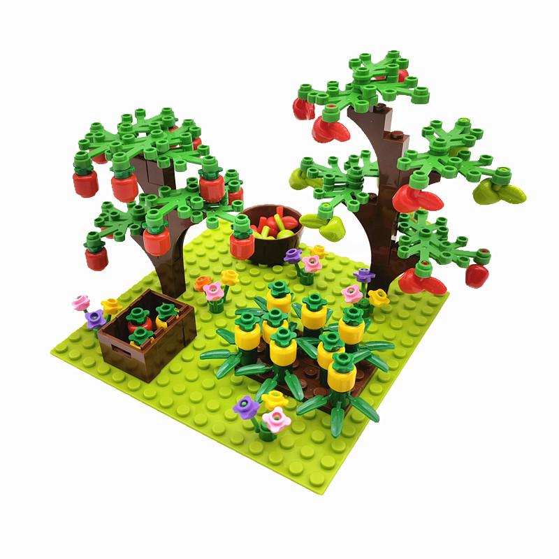 Farm Sunflowers Trees Bricks Blocks for Children MOC City Building Toys Animals Acc Bloques Compatible Classic Mini Blocks Parts