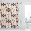 Western Aztec Shower Curtain Vintage Boho Head Geometric Rustic Native American Tribal Abstract Beige Bathroom Decor Polyester
