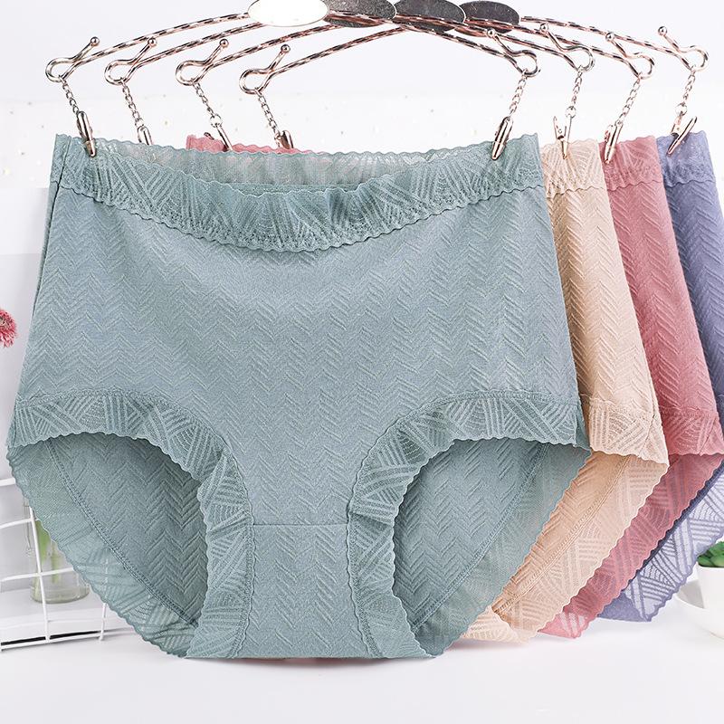 Women's Plus Size High Waisted Lace Middle Aged Mom Panties