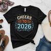 Новогодние Тосты 2026 Повседневная Футболка с Принтом Круглый Вырез Короткий Рукав Хлопковый Топ Все Сезоны Модный Мягкий Дышащий Для Улицы