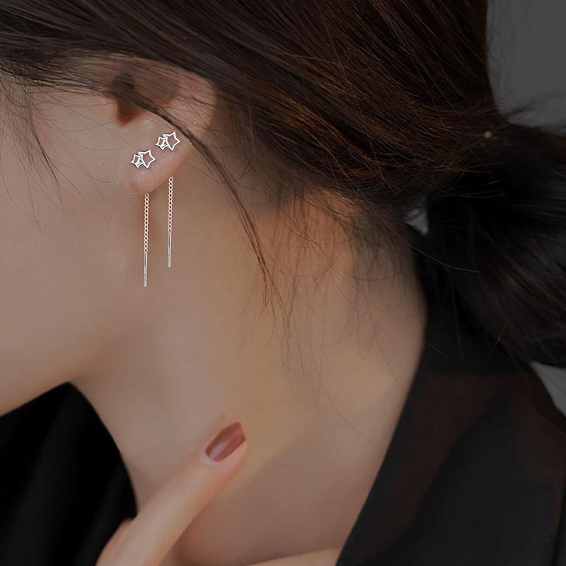 Серьги-гвоздики Hollow Star Ear Line Chain Fringe Ear Chain Metal Simple Everything Temperament Five-Point Star Earrings